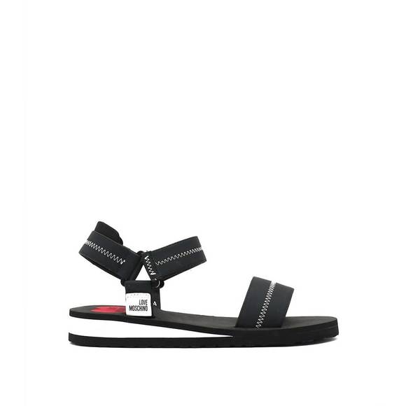 NEW LOVE MOSCHINO women's zig zag motive sandals in black - Picture 2 of 3